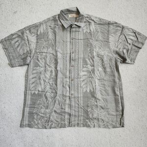 Tommy Bahama Gray Leaf Print Casual Shirt